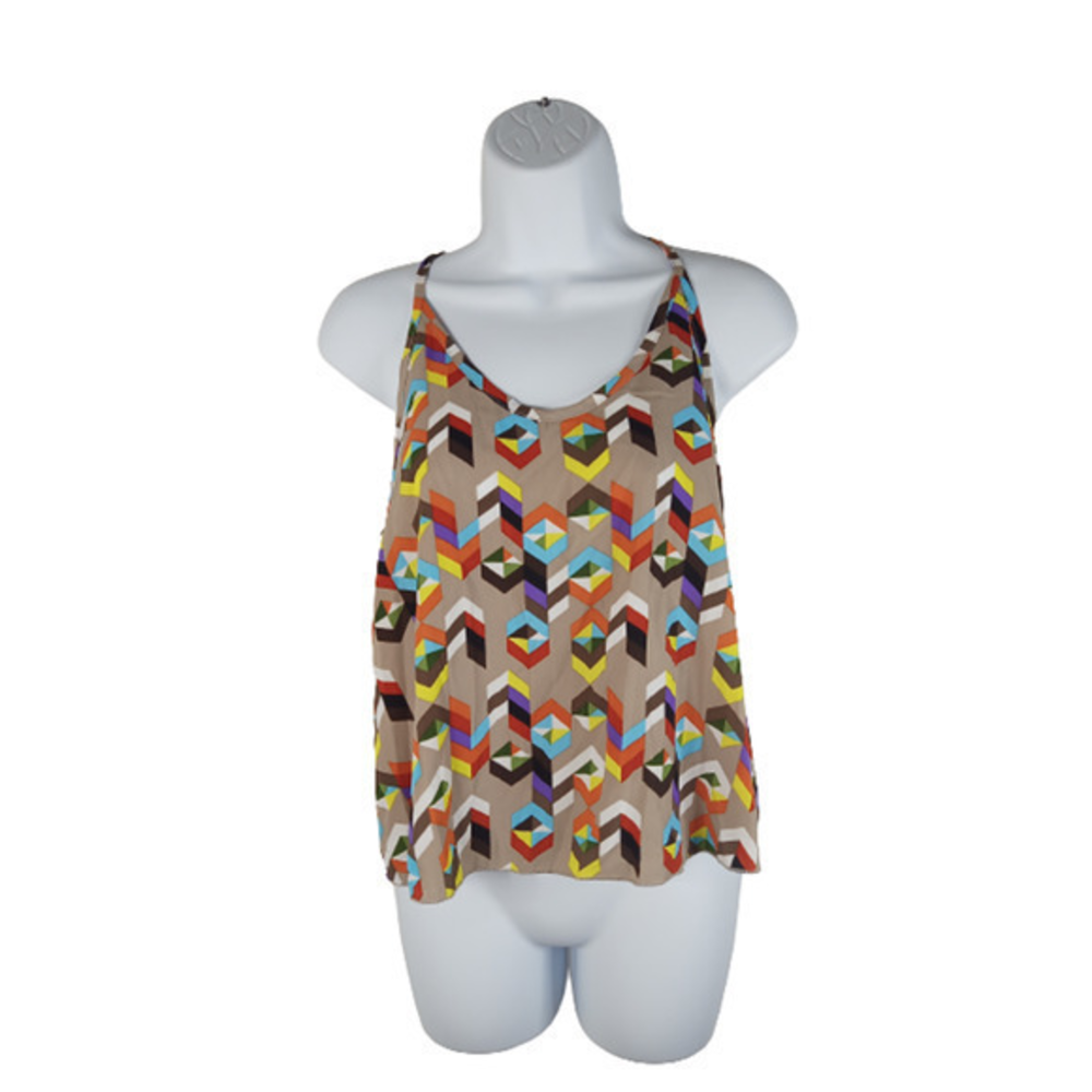 Fab'rik‎ Tank Top Geometric Pattern Split Back